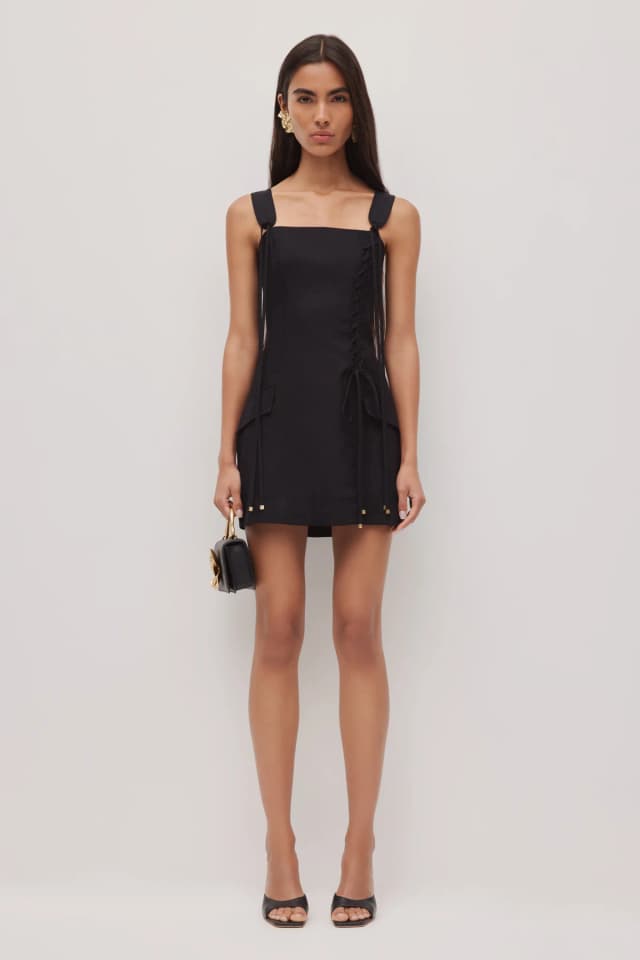 AJE Solene Mini Dress in BLACK, image 1 of 1 from Aje