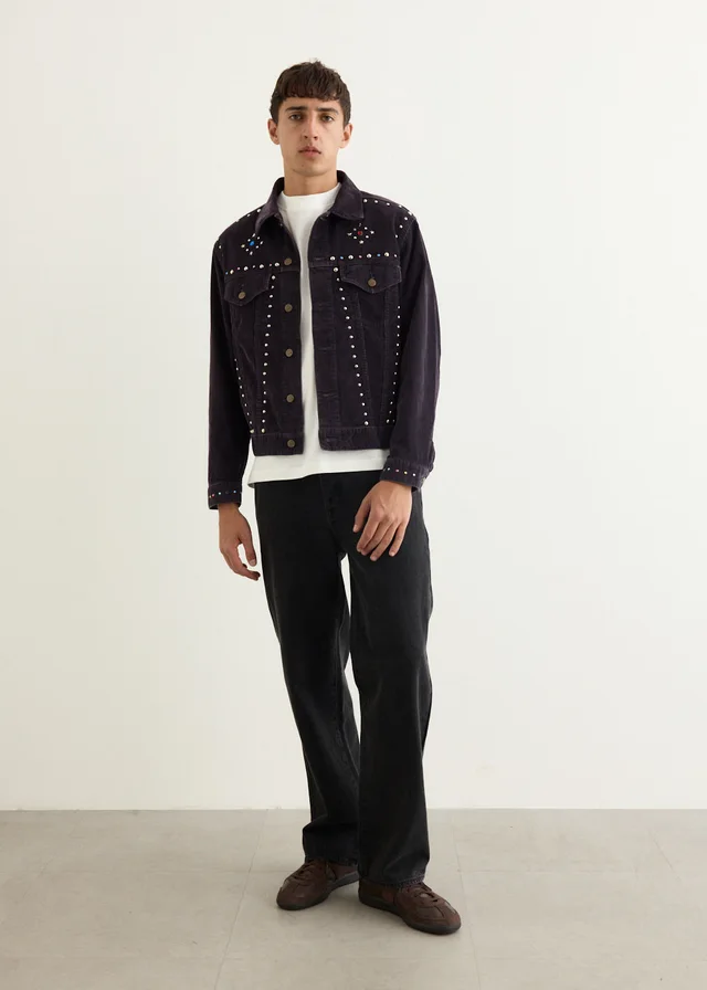 Needles Studded Jean Jacket in B-Black, image 1 of 1 from Incu