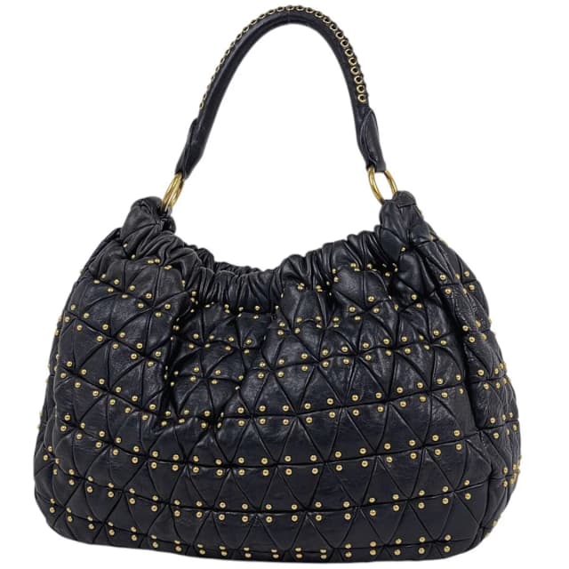 Miu Miu Shoulder Bag Studs Leather Black in Black Leather from The Reluxe, photo 1 of 1