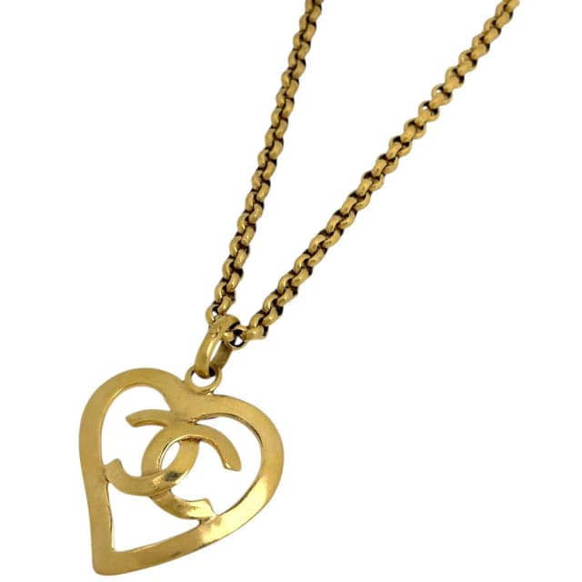 Chanel Necklace CC Logo Heart Gold Plated in Gold from The Reluxe, photo 1 of 1