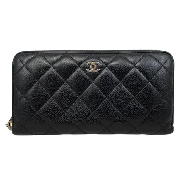 Chanel Wallet Classic Long Zip Quilted Caviar Leather CC Logo Black Gold in Black Caviar leather from The Reluxe, photo 1 of 1