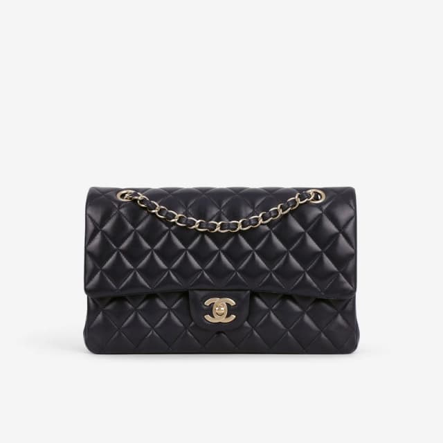 Chanel Medium Classic Flap - Navy Lambskin | Brushed Gold Hardware in Navy Lambskin from Bagista, photo 1 of 1
