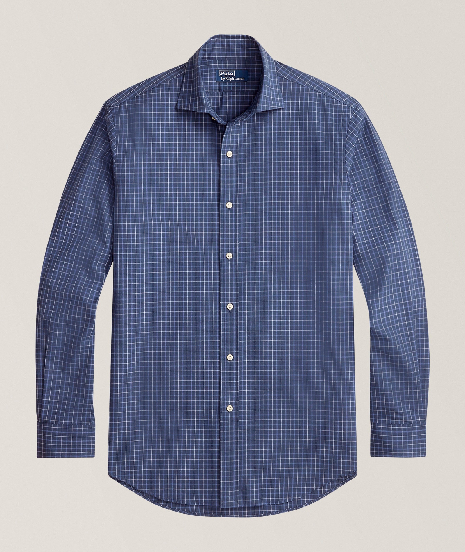 Polo Ralph Lauren Classic-Fit Checked Tattersall Poplin Shirt in Blue Cotton & Cotton Blends, image 1 of 1 from Harry Rosen