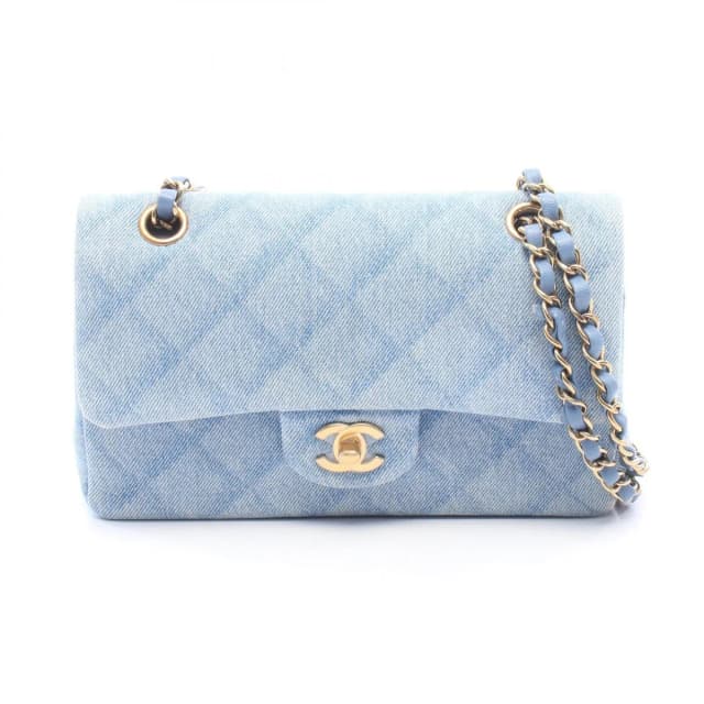 Chanel Shoulder Bag Quilted Double Flap Denim Blue Chain in Blue Denim from The Reluxe, photo 1 of 1