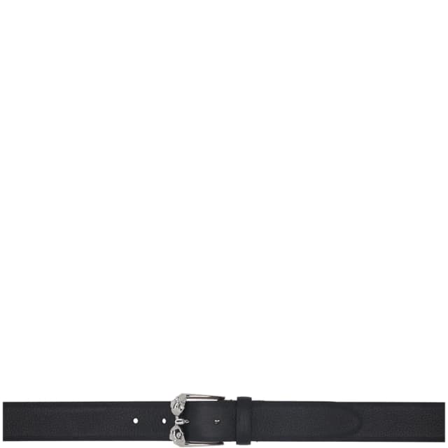 Alexander McQueen Twin Skull Belt Grained, Black/Silver, image 1 of 1 from Cultstatus