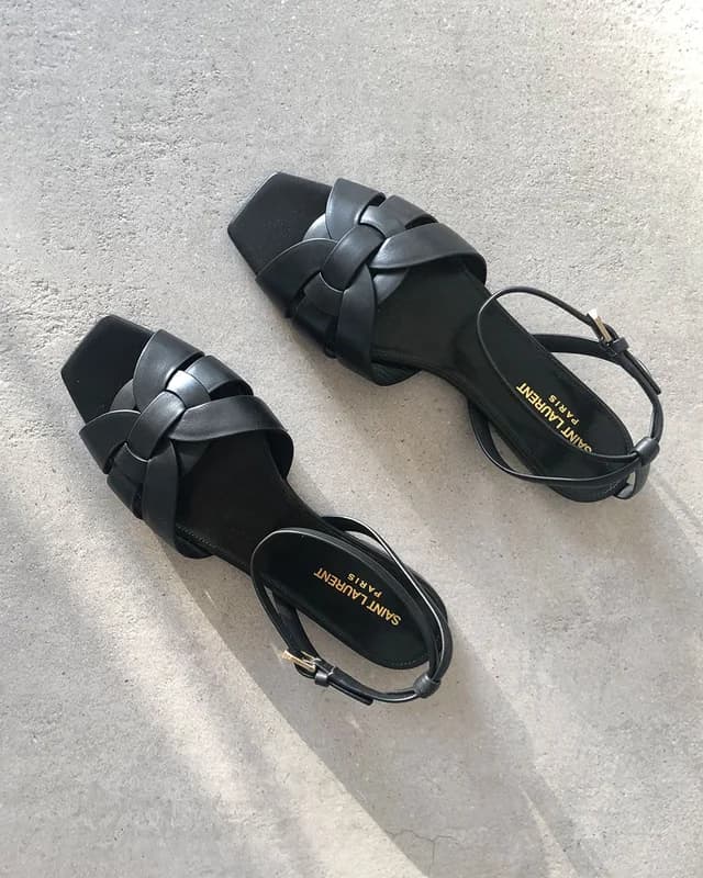 SAINT LAURENT Nu Pieds Sandal with ankle strap, Black, image 1 of 1 from Cultstatus