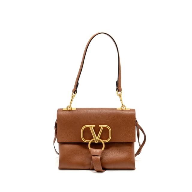 Valentino Garavani VRing Small Shoulder Bag Calfskin Brown GHW in Brown Calfskin from EMIER, photo 1 of 1