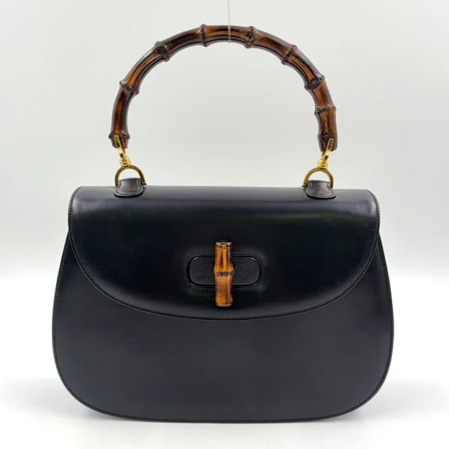 Gucci Bamboo Shoulder Strap Included Leather Brown Black Handbag Gold in Black Leather from The Reluxe, photo 1 of 1
