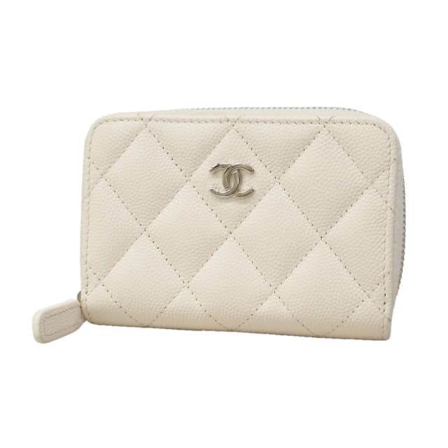 Chanel Coin Purse Quilted Caviar Leather White Silver in White Caviar leather from The Reluxe, photo 1 of 1