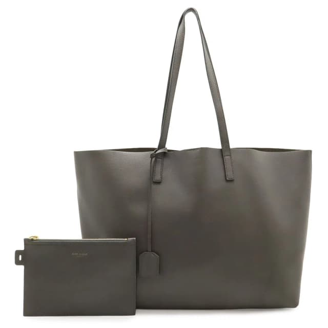 Saint Laurent Shopping Tote Shoulder Bag Leather Gray in Grey Leather from The Reluxe, photo 1 of 1