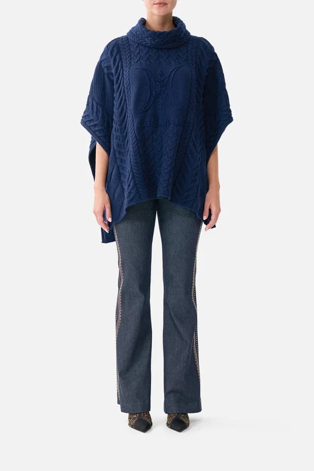 Camilla eBoutique FUNNEL NECK KNIT PONCHO NOTES FROM THE BLUE ROOM, image 1 of 1 from CAMILLA