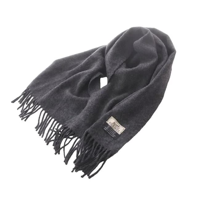 Hermès Cashmere Fringe Scarf Charcoal Gray AD in Grey Cashmere from The Reluxe, photo 1 of 1