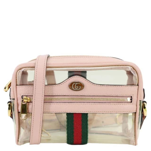 Gucci Ophidia Mini GG Web Transparent PVC Shoulder Bag Pink 517350 in Pink Leather from Dallas Designer Handbags, photo 1 of 1