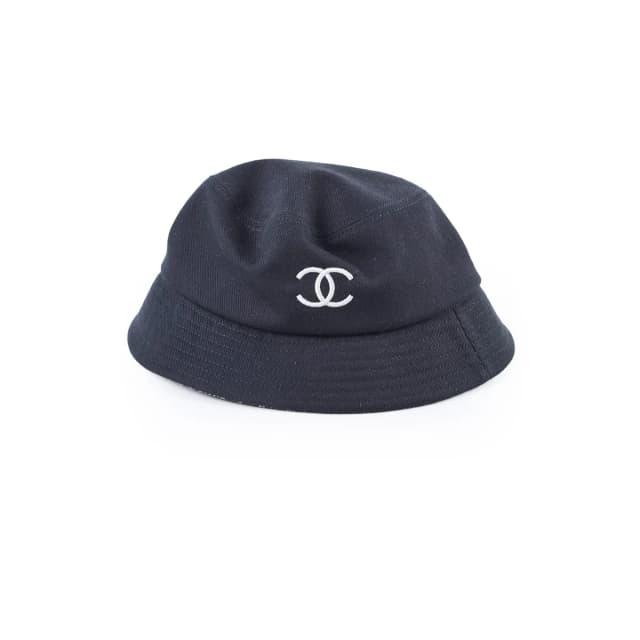 Chanel CC Bucket Hat Black - Size S in Black Silk from The Purse Affair, photo 1 of 1