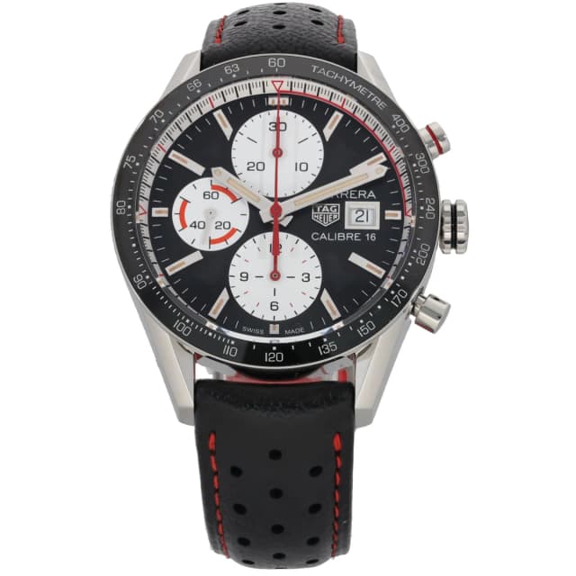 TAG Heuer Carrera CV201AP-0 41mm Stainless Steel Watch in Leather from H&T, photo 1 of 1
