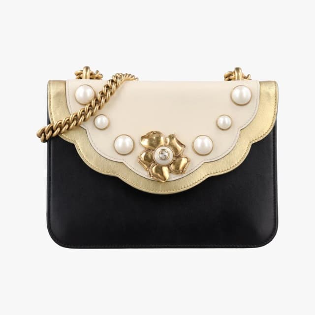 Gucci Peony Black White Gold Leather in Black Leather from The Reluxe, photo 1 of 1