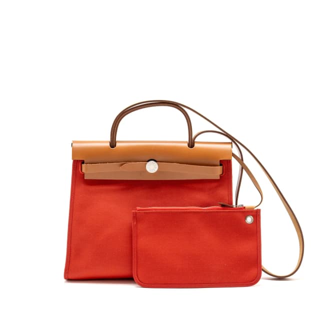 Hermès Herbag 31 Zip Bag Canvas/ Hunter Leather Rough Tomate SHW Stamp A in Canvas from EMIER, photo 1 of 1