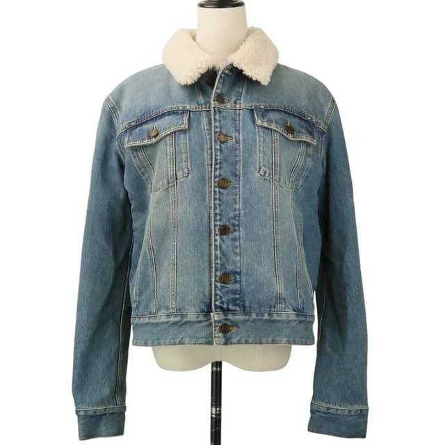 Saint Laurent Fleece Shearling Denim Jacket M Blue in Blue Denim from The Reluxe, photo 1 of 1