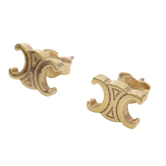 Celine Earrings Triomphe Gold Logo in Gold from The Reluxe, photo 1 of 1
