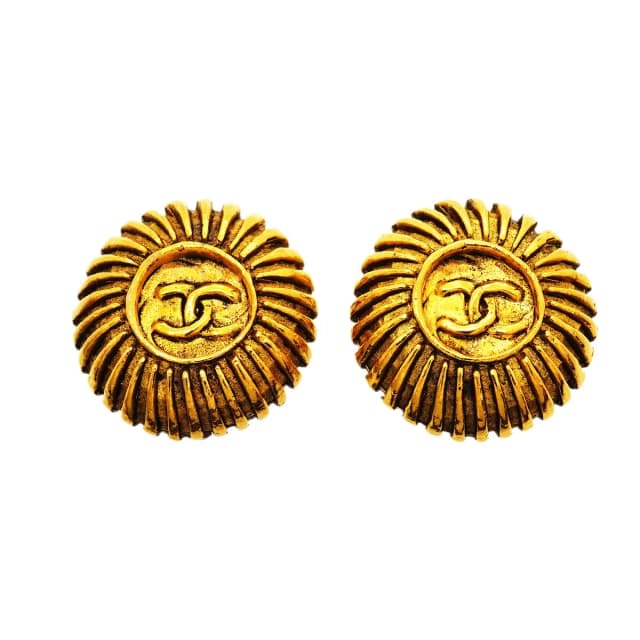 Chanel Earrings Vintage CC Logo Round Circle Gold Plated in Gold from The Reluxe, photo 1 of 1