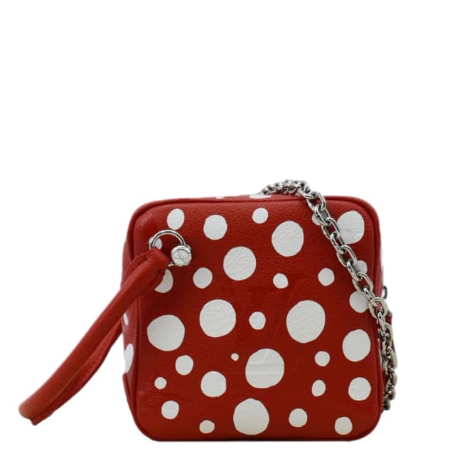 Louis Vuitton x YAYOI Kusama Square Overseas Monogram Leather Shoulder Bag Red in Red Leather from Dallas Designer Handbags, photo 1 of 1