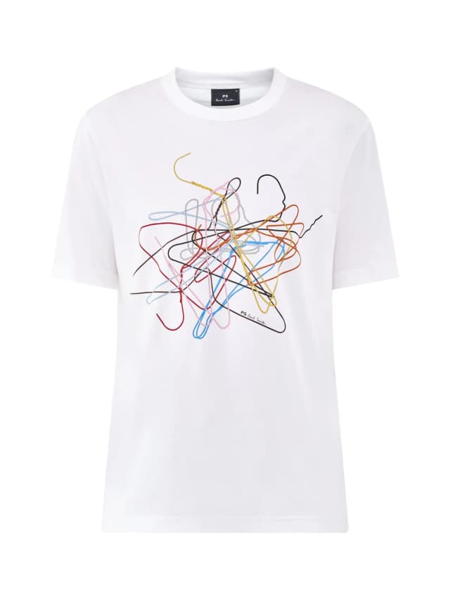 PS Paul Smith Hangers Graphic T-Shirt White in White, image 1 of 1 from Fenwick