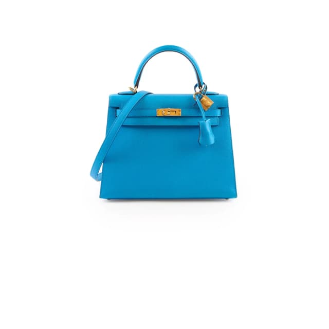 Hermès Kelly 25 Epsom Bleu Frida - Y Stamp in Blue Epsom leather from The Purse Affair, photo 1 of 1