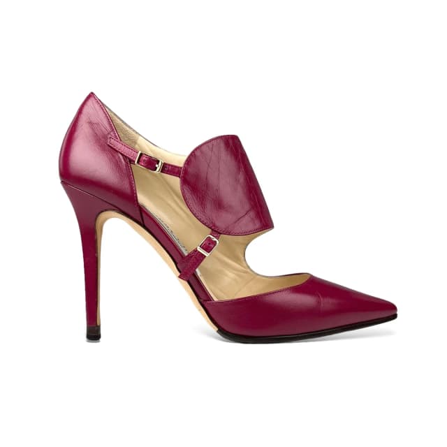 Jimmy Choo 'Heath' Monk Strap Goat Leather Pumps in Dark Orchid Goat Leather from Designer Archives, photo 1 of 1