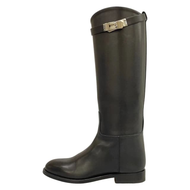 Hermès Long Boots Jumping Black Kelly Buckle Silver Leather in Black Leather from The Reluxe, photo 1 of 1