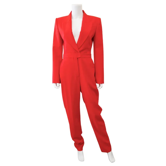 Alexander McQueen Lust Red Cut-Out Wool Blazer Jumpsuit in Red Wool from Clotheshorse Anonymous, photo 1 of 1