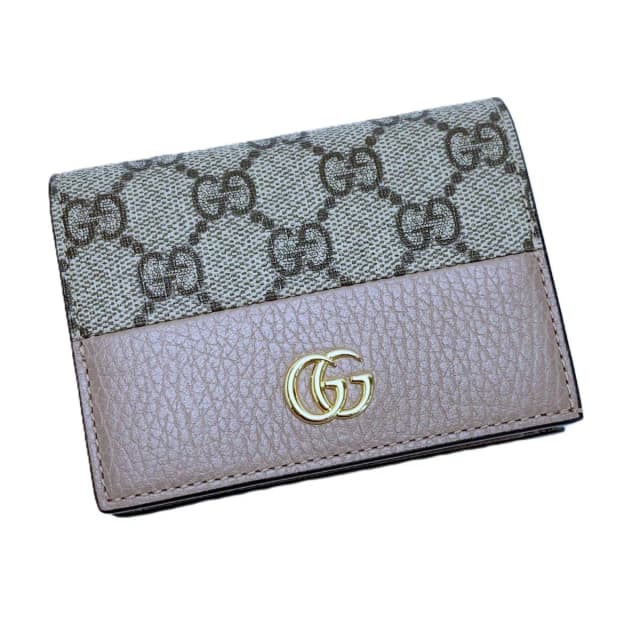 Gucci Bifold Wallet Double G Bicolor Small Pink Beige in Beige Leather from The Reluxe, photo 1 of 1