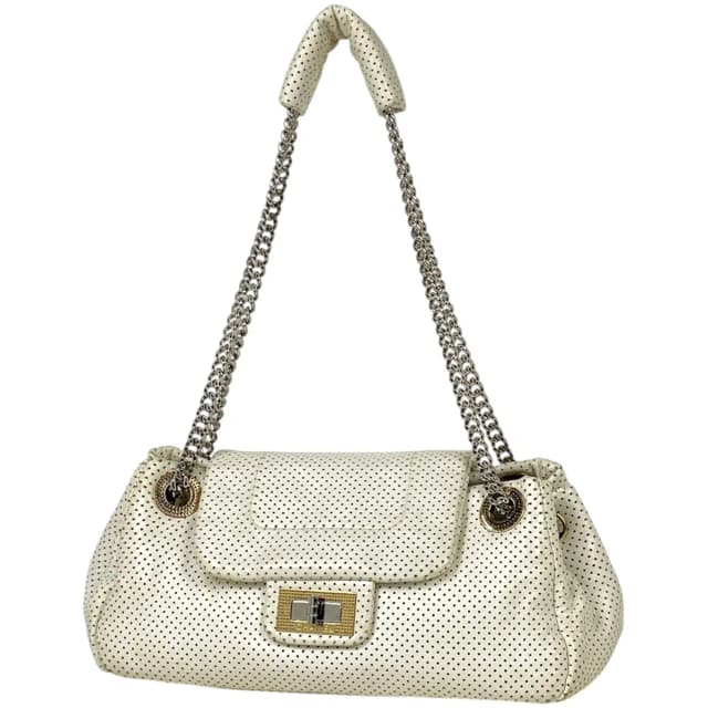Chanel Shoulder Bag Perforated Leather White in White Leather from The Reluxe, photo 1 of 1