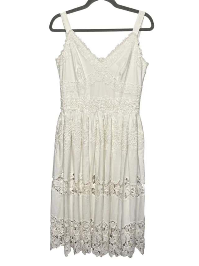 Dolce & Gabbana Ivory Broderie Anglaise Cotton Midi Dress in White from Revivre, photo 1 of 1