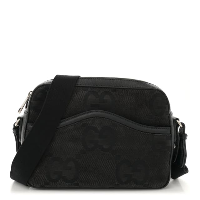 Gucci Jumbo GG Messenger Canvas Bag - Black in Black Canvas from H&T, photo 1 of 1