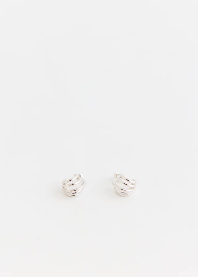 Incu Collection Layered Hoops Silver Earrings in 925 Silver, image 1 of 1 from Incu