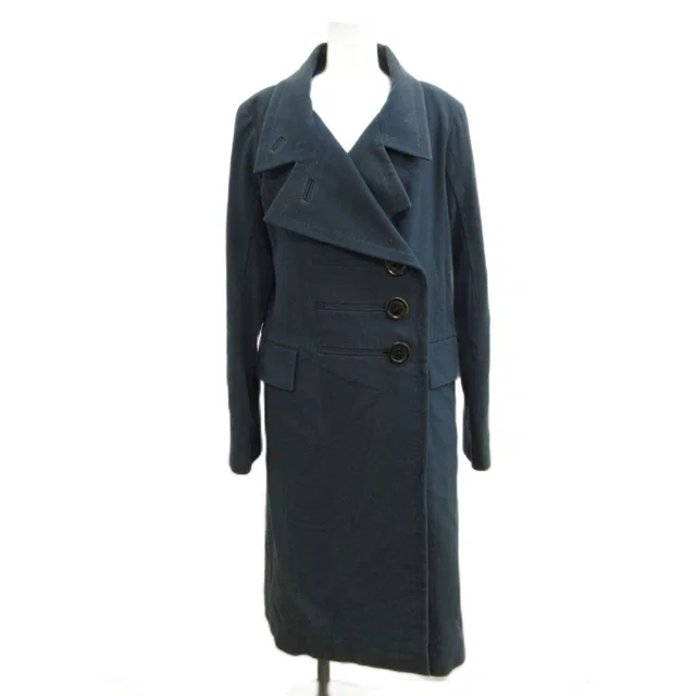 Louis Vuitton Coat Wool 36 Blue Double Breasted Long Sleeve Long Length Logo in Blue Wool from The Reluxe, photo 1 of 1