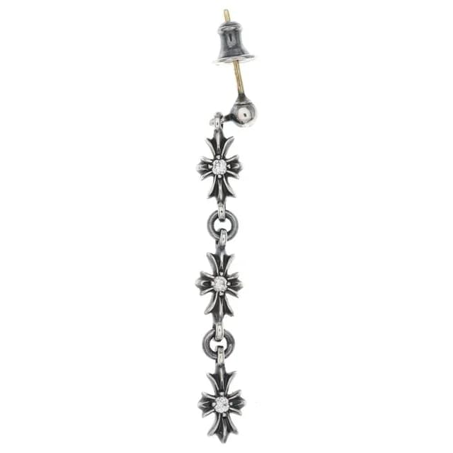 Chrome Hearts Tiny CH Pls 3 Dia CH Plus Double Sided Diamond Earrings Silver in Silver from The Reluxe, photo 1 of 1