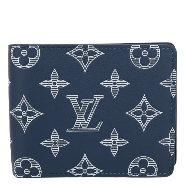 Louis Vuitton Porte Feuille Multiple Monogram Shadow Leather Men's Wallet Navy Blue in Navy Leather from Dallas Designer Handbags, photo 1 of 1