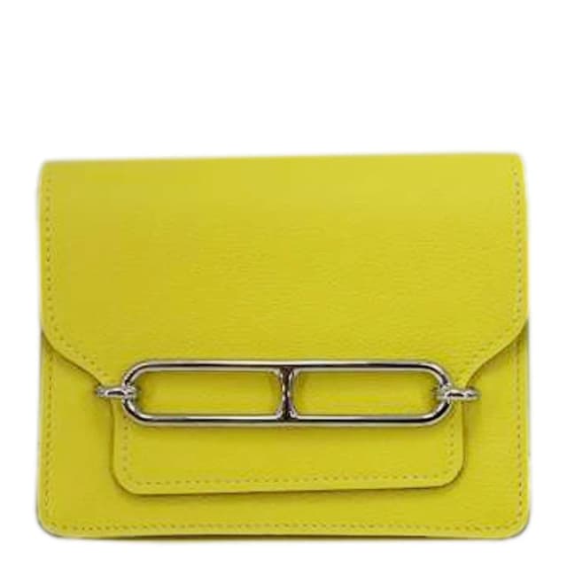 Hermès Roulis Slim Evercolor Mini Pebbled Calfskin Leather Wallet Lime Yellow in Yellow Calfskin from Dallas Designer Handbags, photo 1 of 1