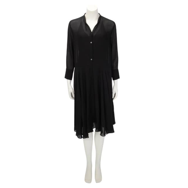 Hermès Georgette Button Front Dress FR 38 in Black Silk from Blue Spinach, photo 1 of 1