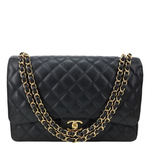 Chanel Classic Double Flap Large Quilted Caviar Leather Shoulder Bag Black in Black Caviar leather from Dallas Designer Handbags, photo 1 of 1