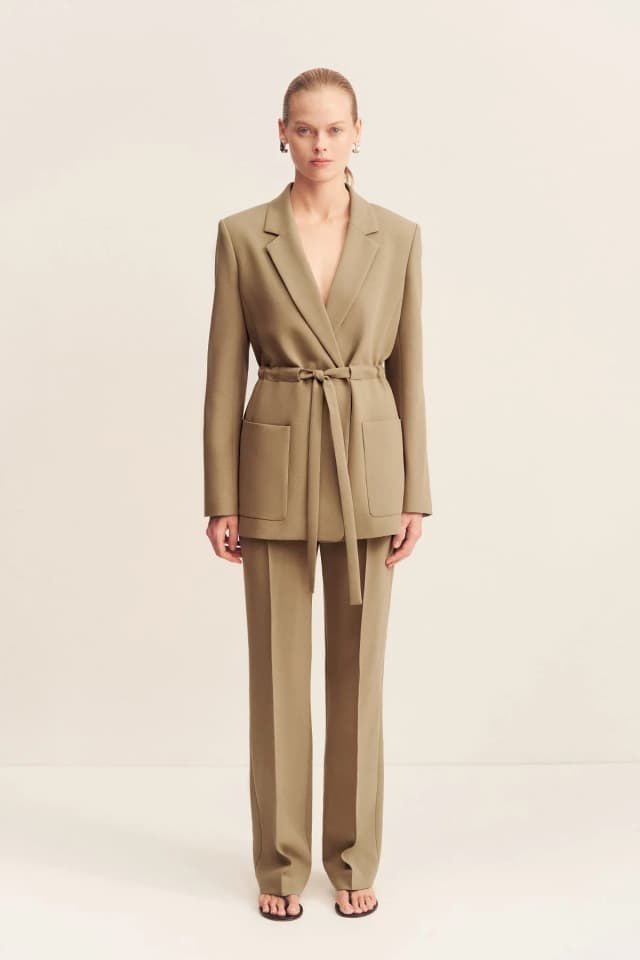 Shona Joy IRENA OVERSIZED BELTED BLAZER - OAK, image 1 of 1 from Shona Joy