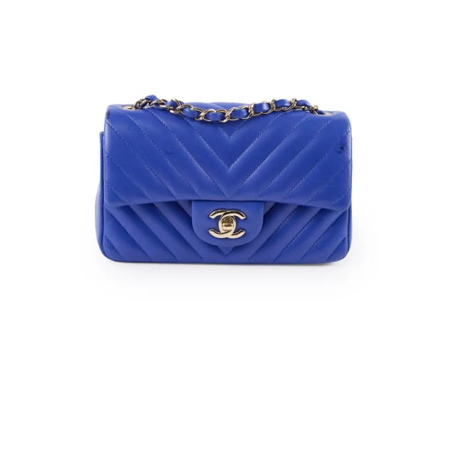 Chanel Mini Rectangular Chevron Blue- Series 24 in Blue Lambskin from The Purse Affair, photo 1 of 1