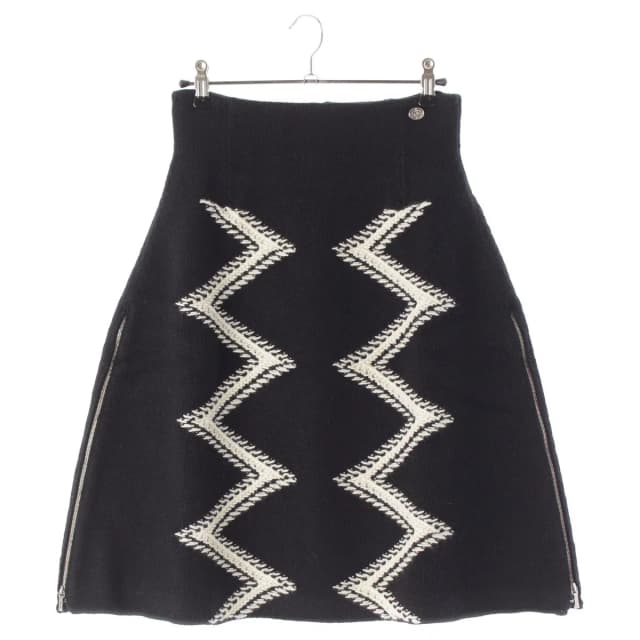 Chanel Wool Cashmere Side Zip Knit Skirt Black White 36 in Black Cashmere from The Reluxe, photo 1 of 1