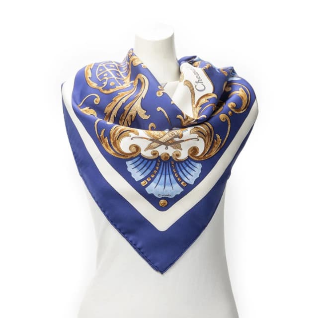 Hermès Scarf Navy Brown Twillsilk in Brown Silk from The Reluxe, photo 1 of 1