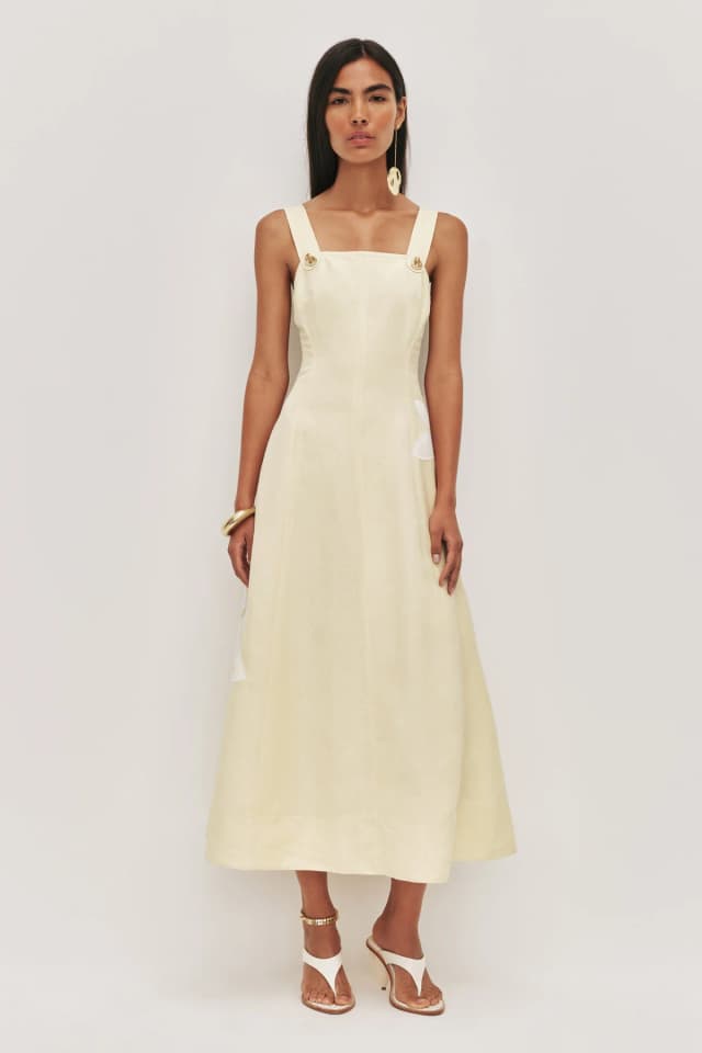 AJE Freddie Midi Dress in PASTEL YELLOW, image 1 of 1 from Aje