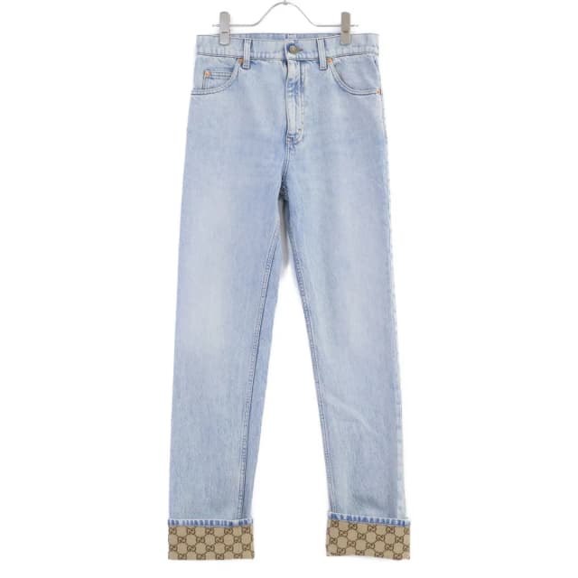Gucci Light Blue GG Turnup Washed Denim Pants 28 in Blue Denim from The Reluxe, photo 1 of 1