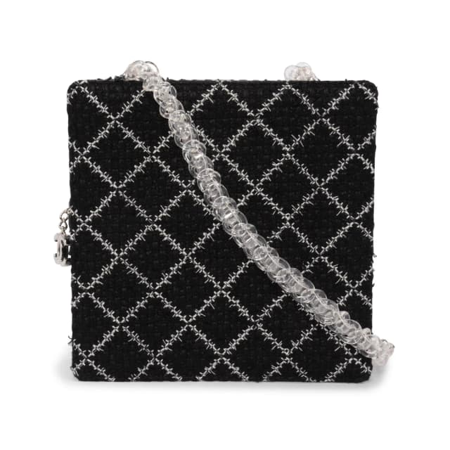 Chanel Diamond Tweed Resin Chain Shoulder Bag in Black & White Tweed from Blue Spinach, photo 1 of 1
