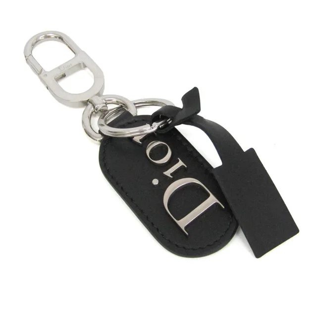 Dior 2ESKH645GUA Keyring (Silver,Black) in Black/Silver Leather, Metal from Elady, photo 1 of 1
