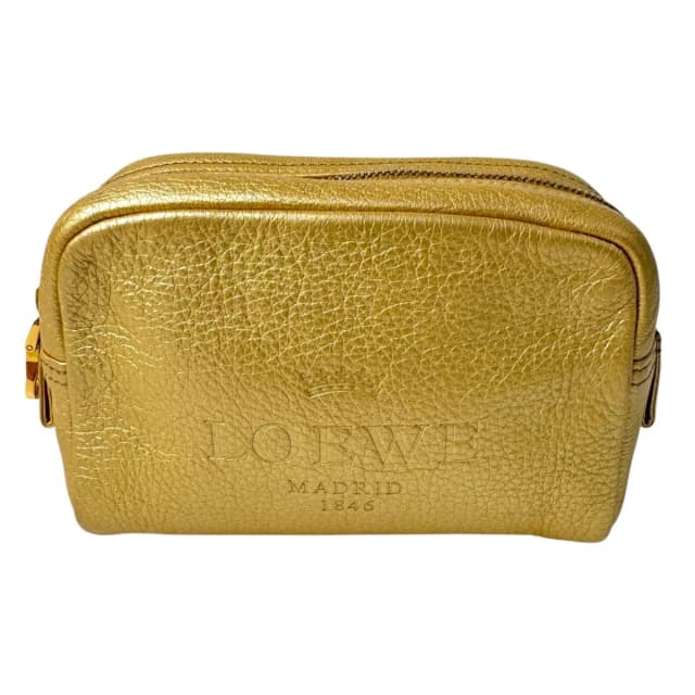 Loewe Pouch Heritage Gold Leather Cosmetic Case in Gold Leather from The Reluxe, photo 1 of 1